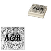 カウボーイ西部の田舎の結婚式のカップルのモノグラム ラバースタンプ (押印)