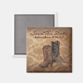 カウボーイ西部の田舎の結婚式は日付を保存 マグネット (正面/裏面)