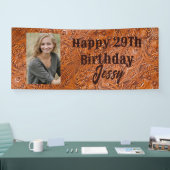 カウボーイ西部の田舎の誕生日パーティカスタムの写真 横断幕 (トレードショー)