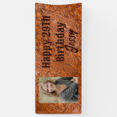 カウボーイ西部の田舎の誕生日パーティカスタムの写真 横断幕 (縦)