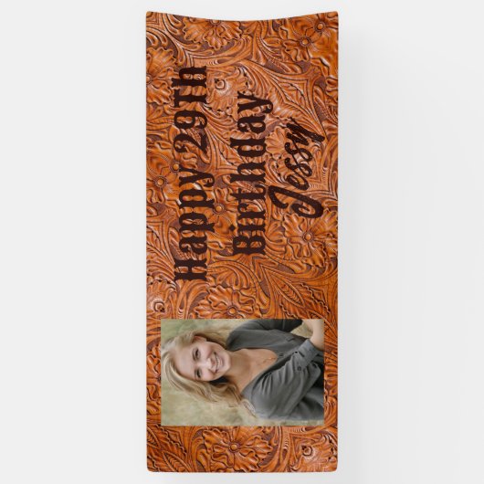 カウボーイ西部の田舎の誕生日パーティカスタムの写真 横断幕 (縦)