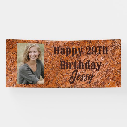 カウボーイ西部の田舎の誕生日パーティカスタムの写真 横断幕 (横)