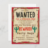 カウボーイ西部BBQの誕生会はポスターがほしいと思いました インビテーションポストカード (正面/裏面)