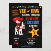 カウボーイ誕生日の招待ワイルドウエストウェスタンパーティー 招待状 (正面/裏面)
