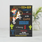 カウボーイ誕生日の招待ワイルドウエストロデオパーティー 招待状 (スタンド正面)