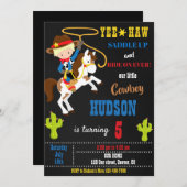 カウボーイ誕生日の招待ワイルドウエストロデオパーティー 招待状 (正面/裏面)