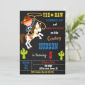 カウボーイ誕生日の招待ワイルドウエストロデオパーティー 招待状 (スタンド正面)