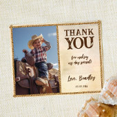 カウボーイ誕生日の最初のロデオ写真サンキューカード