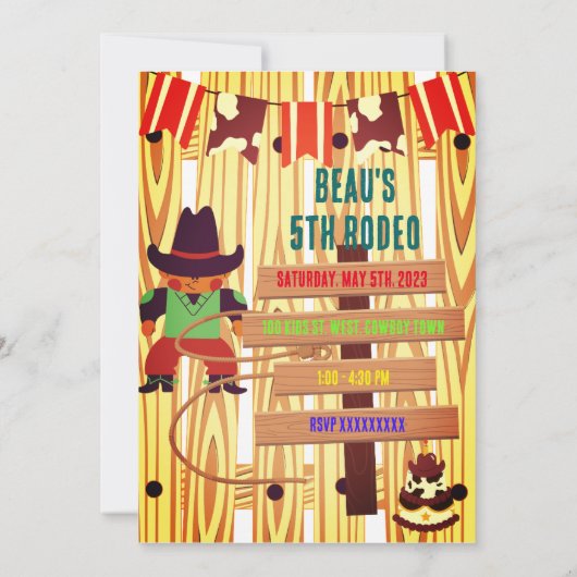 カウボーイ誕生日パーソナライズされた招待状 招待状 (裏面)