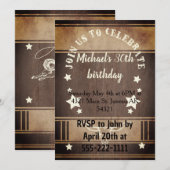 カウボーイ誕生日パーティトロフィー 招待状 (正面/裏面)