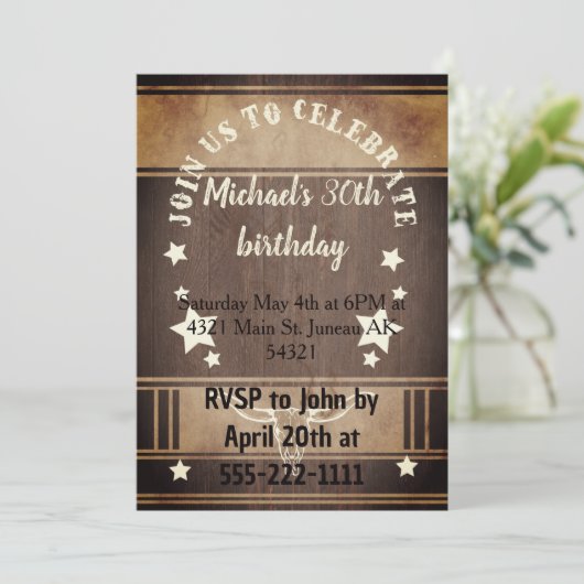 カウボーイ誕生日パーティトロフィー 招待状 (スタンド正面)