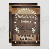 カウボーイ誕生日パーティトロフィー 招待状 (正面/裏面)