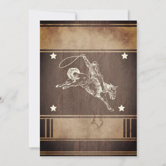 カウボーイ誕生日パーティトロフィー 招待状 (裏面)