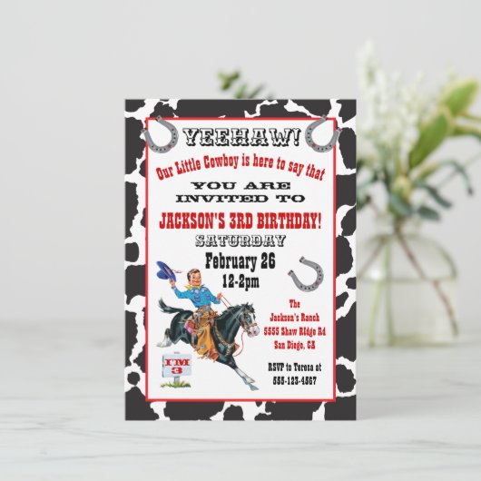 カウボーイ誕生日パーティーの招待 招待状 (スタンド正面)