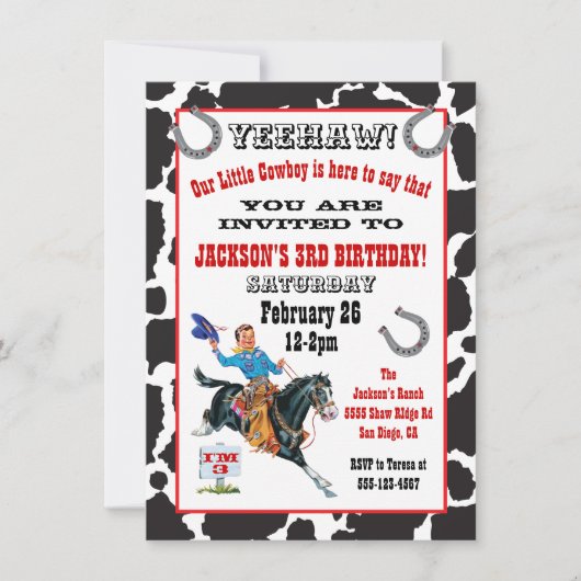 カウボーイ誕生日パーティーの招待 招待状 (正面)