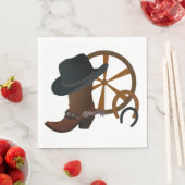 カウボーイ誕生日パーティーブートスコットランド スタンダードランチョンナプキン (インサイチュ)