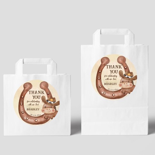 カウボーイ誕生日パーティーベビー馬の帽子の好意 ラウンドシール