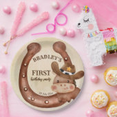 カウボーイ誕生日パーティーベビー馬の帽子 ペーパープレート (パーティー)