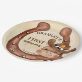 カウボーイ誕生日パーティーベビー馬の帽子 ペーパープレート (アングル)