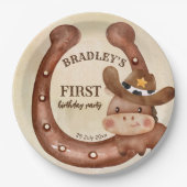 カウボーイ誕生日パーティーベビー馬の帽子 ペーパープレート (正面)