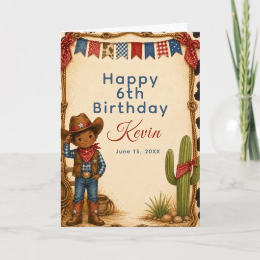 カウボーイ誕生日ホーダウン・パーティー カード (正面)