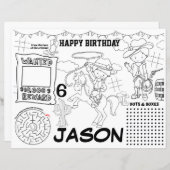 カウボーイ誕生日ランチョンマット、カウボーイ活動シート (正面/裏面)