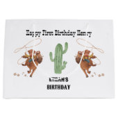 カウボーイ誕生日ロデオパーティー ラージペーパーバッグ (正面)