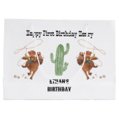 カウボーイ誕生日ロデオパーティー ラージペーパーバッグ (裏面)