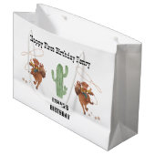 カウボーイ誕生日ロデオパーティー ラージペーパーバッグ (正面アングル)