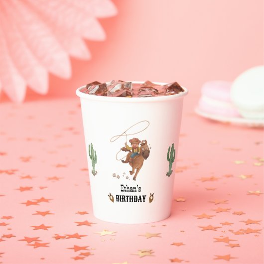 カウボーイ誕生日ロデオパーティー 紙コップ (インサイチュ)