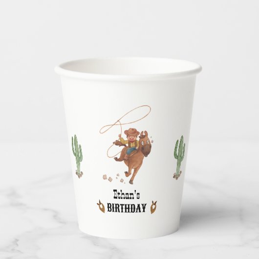 カウボーイ誕生日ロデオパーティー 紙コップ (正面)