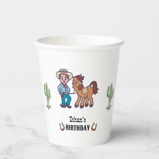カウボーイ誕生日ロデオパーティー 紙コップ (正面)