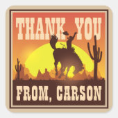 カウボーイ誕生日ロデオ、ワイルドウェストありがとう スクエアシール (正面)