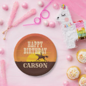 カウボーイ誕生日ロデオ、ワイルドウェスト、ハッピーバースデー ペーパープレート (パーティー)