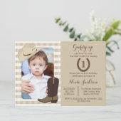 カウボーイ誕生日ワイルドウェストパーティーの写真招待状 招待状 (スタンド正面)