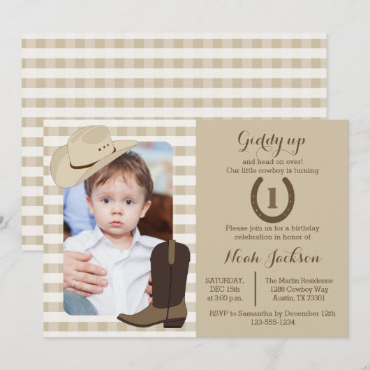 カウボーイ誕生日ワイルドウェストパーティーの写真招待状 招待状 (正面/裏面)