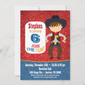 カウボーイ誕生日招待状ボーイロデオウェスタン 招待状 (正面)