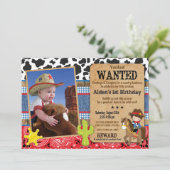 カウボーイ誕生日招待状指名手配、西部テーマ 招待状 (スタンド正面)