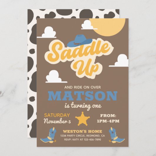 カウボーイ誕生日招待状 |ウエスタン招待状 招待状 (正面/裏面)