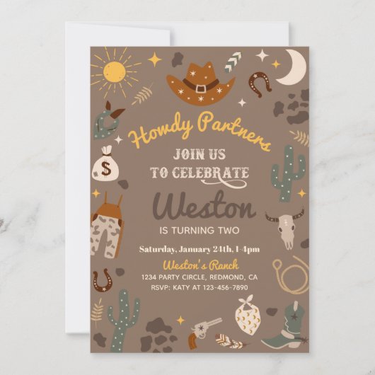 カウボーイ誕生日招待状 |ウエスタン招待状 招待状 (正面)