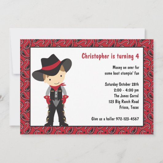 カウボーイ誕生日招待状 招待状 (正面)