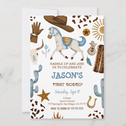 カウボーイ誕生日招待状 招待状 (正面)