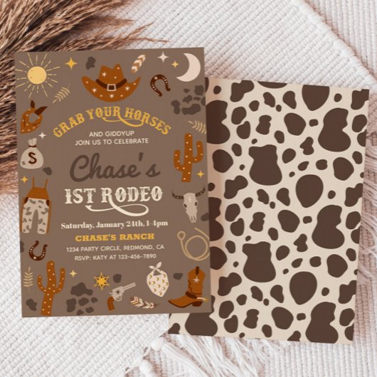 カウボーイ誕生日招待状 |第1回ロデオ招待状 招待状