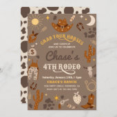 カウボーイ誕生日招待状 |第4回ロデオ招待状 招待状 (正面/裏面)