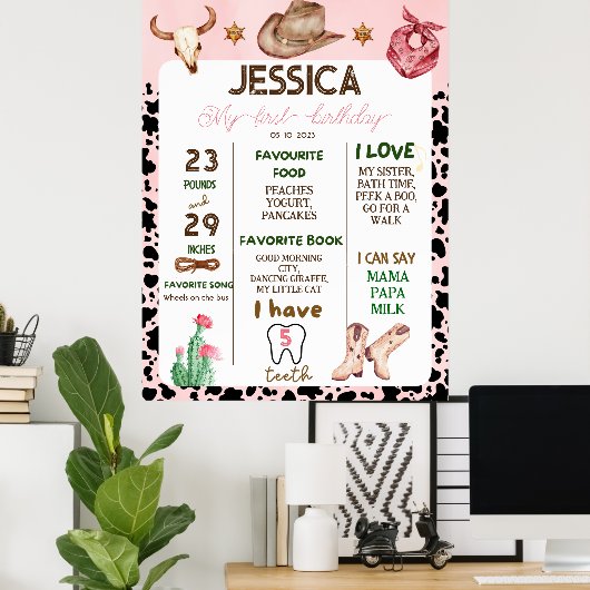 カウボーイ誕生日1stロデオバースデーパーティー ポスター (ホームオフィス)