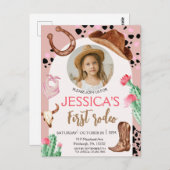 カウボーイ誕生日1stロデオバースデーパーティー ポストカード (正面/裏面)