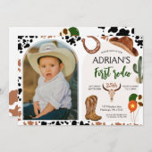 カウボーイ誕生日1stロデオバースデーパーティー 招待状 (正面/裏面)