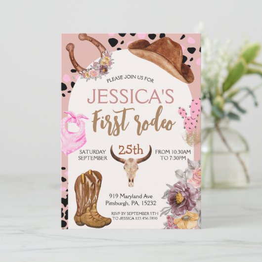 カウボーイ誕生日1stロデオバースデーパーティー 招待状 (スタンド正面)