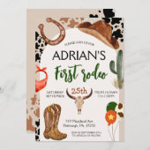 カウボーイ誕生日1stロデオバースデーパーティー 招待状 (正面/裏面)