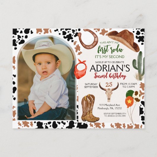 カウボーイ誕生日2ndロデオバースデーパーティー ポストカード (正面)